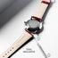 Highlighting the dual function tool (included) to easily swap the Luxury Red Leather Watch Strap