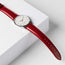 Luxury Red Leather Watch Strap showing 7 pin holes