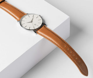 Luxury Tan Leather Watch Strap showing 7 pin holes