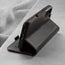 Integrated stand function of the Black Leather with Red Stitching Phone Case for Samsung Galaxy S22 Plus