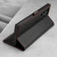 Integrated stand function of the Black Leather (with Red Stitching) Case for Samsung Galaxy S22 Ultra