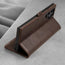 Integrated stand function of the Dark Brown Leather Case for Samsung Galaxy S22 Ultra