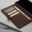 Internal credit card slots in the Dark Brown Leather Case for Samsung Galaxy S22 Ultra