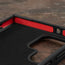 Protective frame with GEO-AS-3 Technology in the Black with Red Details Leather Bumper Case for Galaxy S23 Ultra