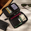Black Leather Solo Travel Wallet containing multiple cards, boarding pass, currency and passport