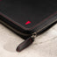 Close up of the heavy duty, long lasting zip on the Black Leather with Red Stitching Solo Travel Wallet
