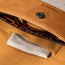 Inside pocket in the Tan Leather Sunglasses Case
